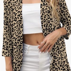 Lightweight Open Front Cardigans Soft Draped Ruffles 3/4 Sleeve